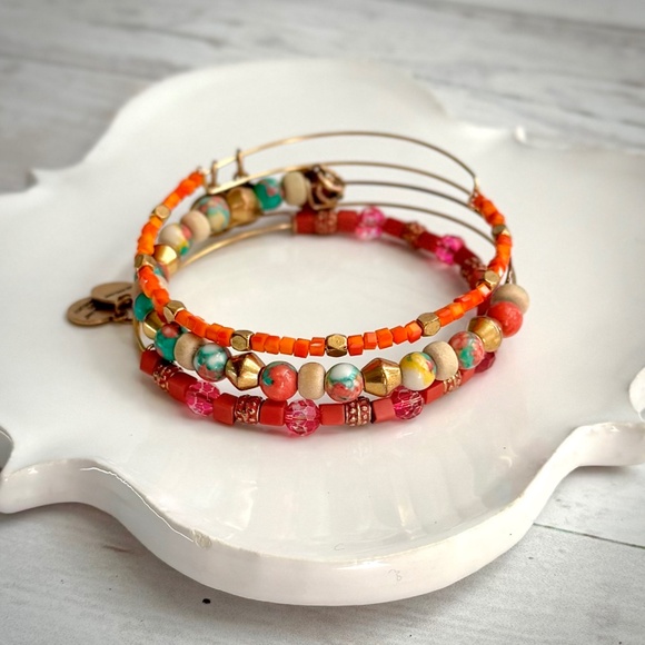 Alex and Ani Orange-Coral Expandable Bangle Bracelet - Picture 1 of 8